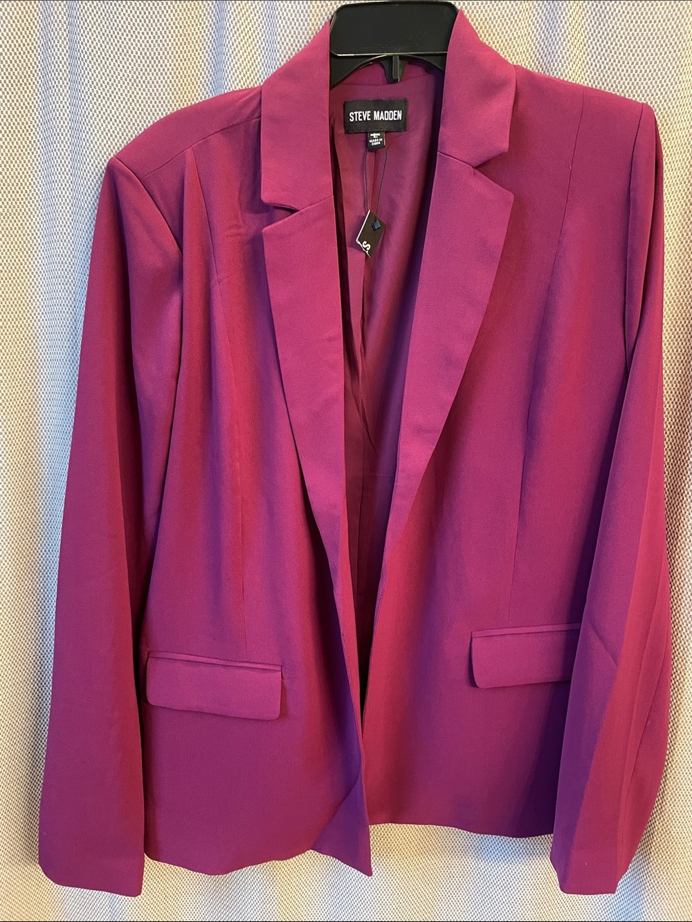 Steve Madden Magenta Open-Front Lined Blazer Jacket